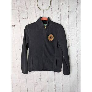 Lauren Ralph Lauren Black Fleece Full Zip Size Petite M‎ Crest Logo Embroidered